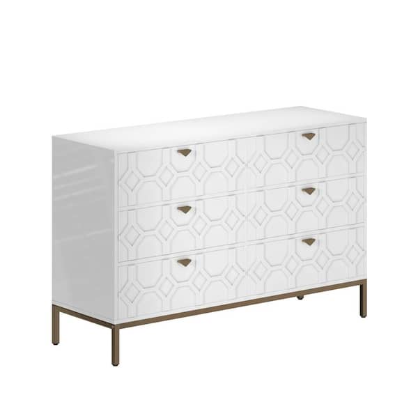 Boyel Living 31.77 in. H Freestanding Storage Cabinet White 6 Drawer Accent Cabinet