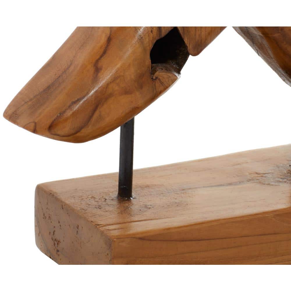 Coastal Teak Wood Sculpture Set, 17" Brown