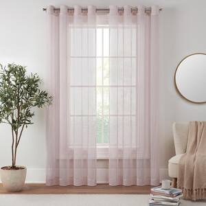 Emina Blush Solid Polyester 50 in. W x 95 in. L Sheer Grommet Curtain