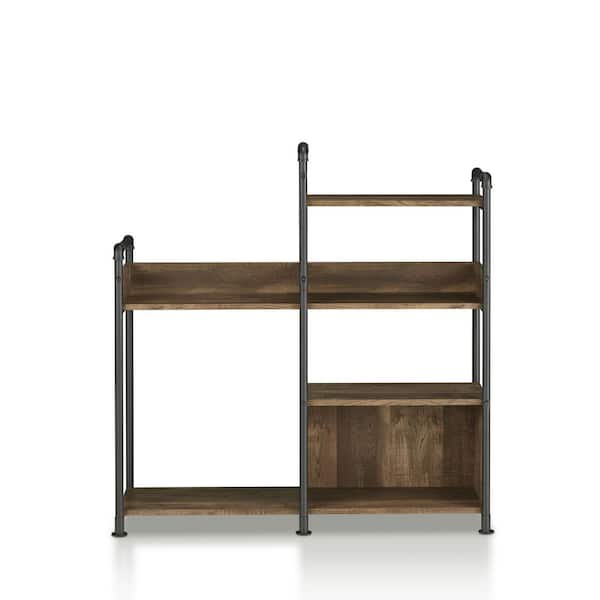 Furniture of America Verdana 47.24 in. Wide Reclaimed Oak 6-Shelf Standard Bookcase