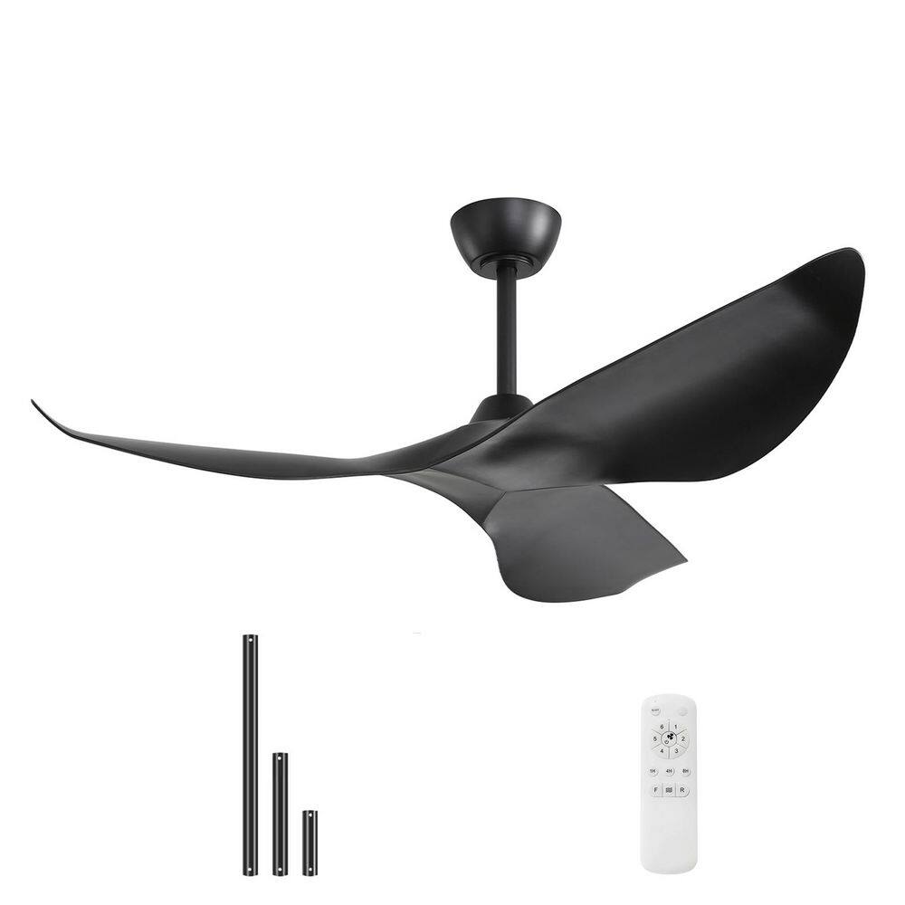 52 in. Indoor/Outdoor Modern Black Ceiling Fan without Light and 6 Speed Remote Control price history on PriceWatchPro