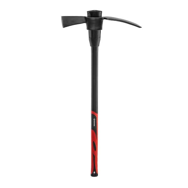 36 in. Cutter Mattock Digging Tool with Heat-Treated Steel Head Black Red