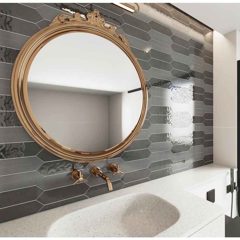 Shadow Black Glazed Ceramic Subway Wall Tile 3" x 12"