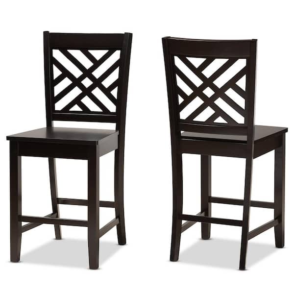 Caron 42.5 in. Dark Brown Low Back Wood Counter Height Bar Stool