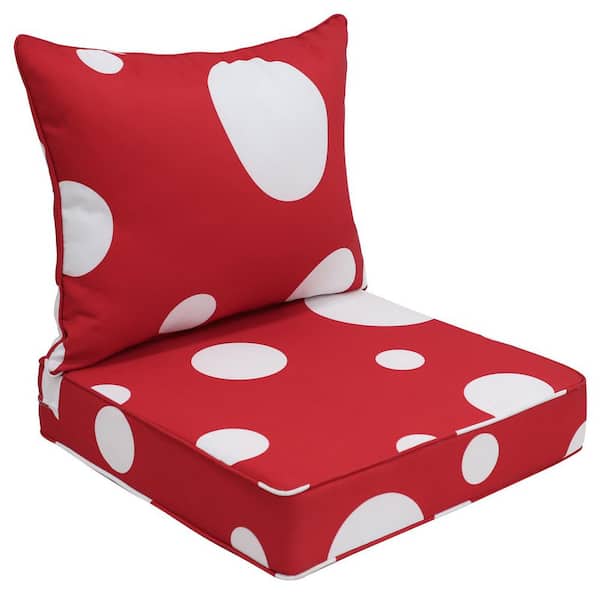 EAGLE PEAK 25 in. W x 25 in. D Red Mushroom Universal Outdoor Dining Chair Seat Back Cushion