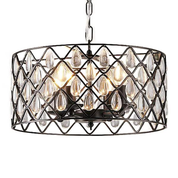 Warehouse of Tiffany Tafari 16 in. 4-Light Black Indoor Pendant Lamp with Light Kit