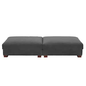 84.7 in. Gray Corduroy Fabric Rectangle Sectional Ottoman with Wood Legs