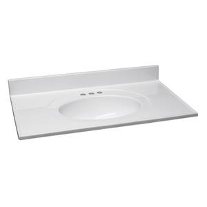 49 in. Cultured Marble Vanity Top with Solid White Basin