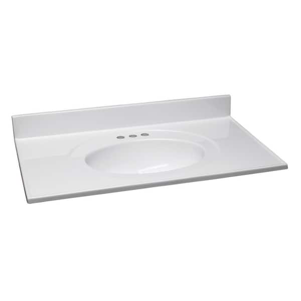 Design House 49 in. Cultured Marble Vanity Top with Solid White Basin