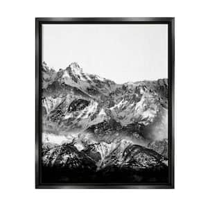 Snow Cap Mountains High Contrast Landscape by Shelley Lake Floater Frame Nature Wall Art Print 17 in. x 21 in.