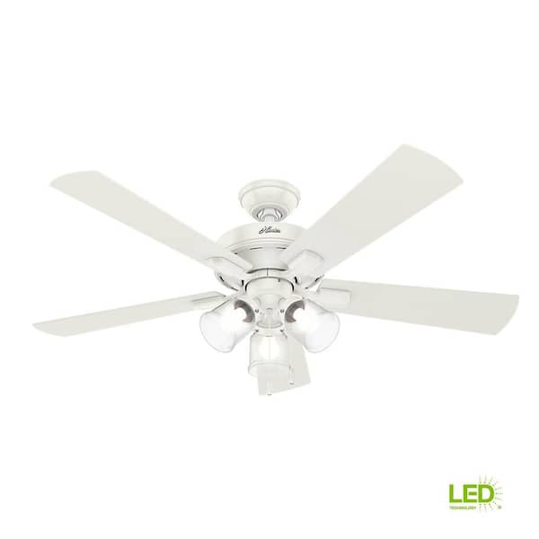 Hunter Crestfield 52 in. LED Indoor Fresh White Ceiling Fan with 3
