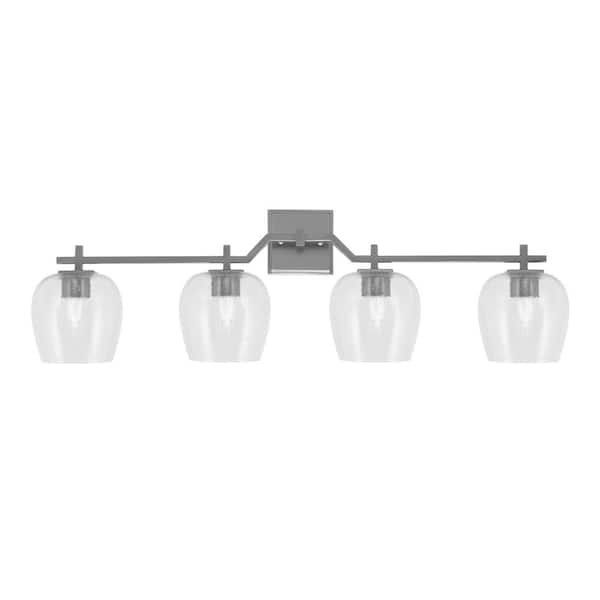 Unbranded Bridgewater 36 in. 4 Light Vanity Light Graphite with 6 in. Clear Bubble Glass Shades, No Bulbs Included