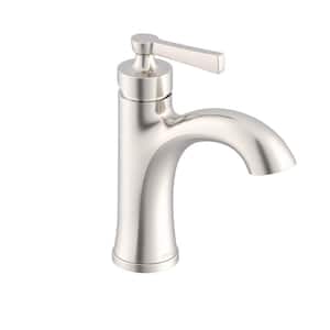 Northerly Single Handle Single Hole Bathroom Faucet with Deckplate Included and Touch Down Drain in Brushed Nickel
