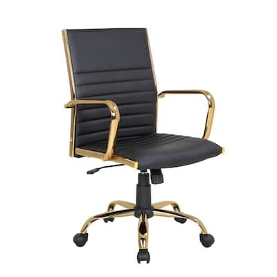 Master Gold with Black Faux Leather Adjustable Office Chair