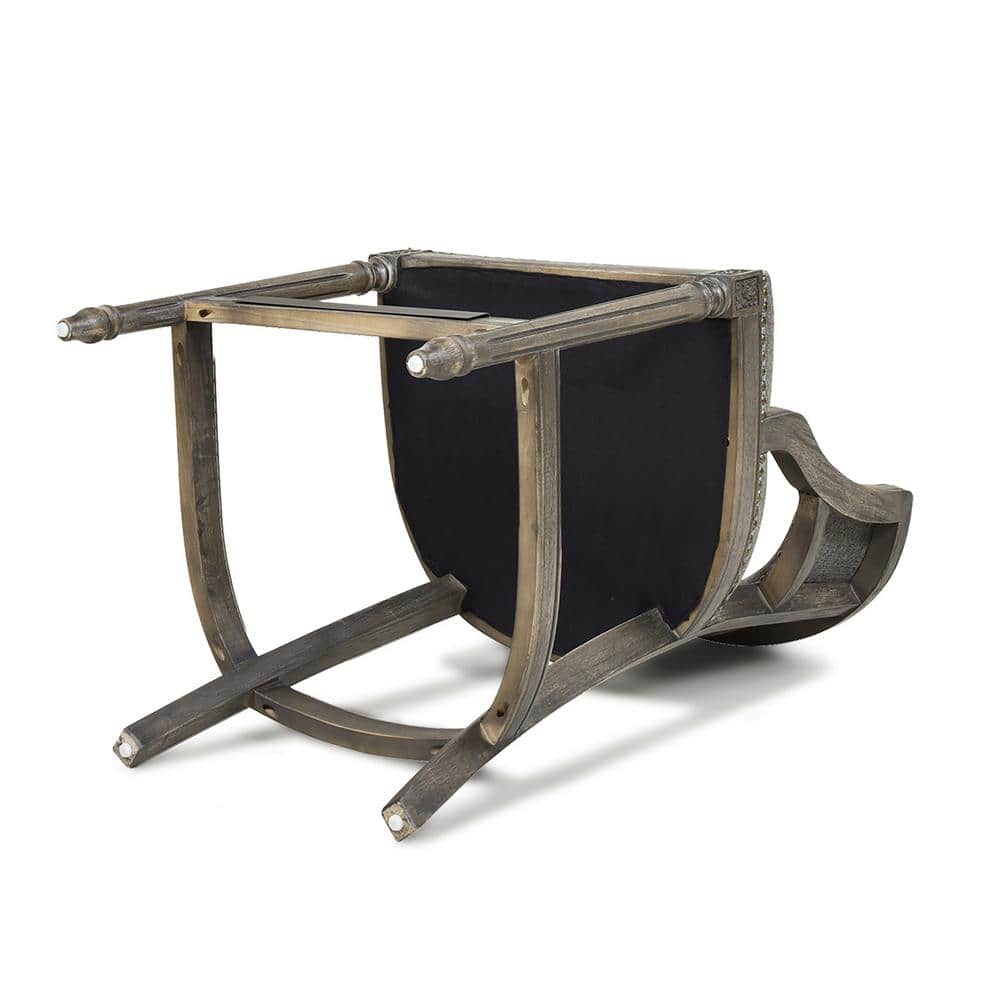 Paris 36.5'' Vintage Chic Dark Heathered Gray Linen & Wood Bar Stool