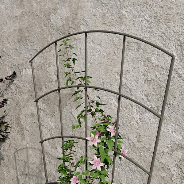Vigoro 39 in. H Pewter Metal Pot Trellis 87240 - The Home Depot