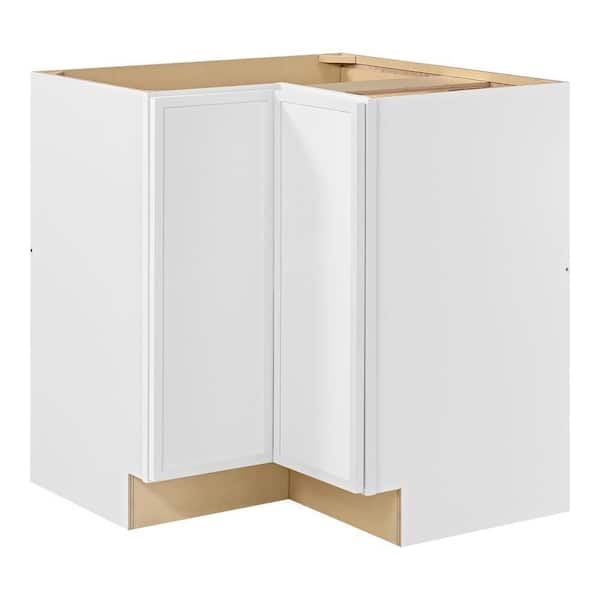 Leyton 32 in. W x 32 in. D x 34.5 in. H Ready to Assemble Plywood Slim Shaker Lazy Susan Corner Cabinet in Alpine White