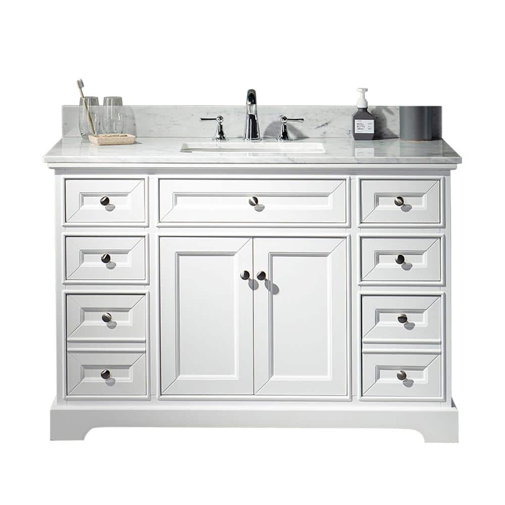 Woodbridge London 48 In W X 21 In D X 33 In H Bathroom Vanity Cabinet Only Without Top In White Hv0010 The Home Depot