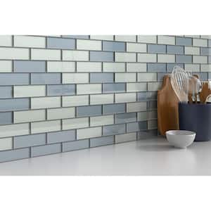 H2O Powder Blend 11.89 in. x 12.2 in. Brick Joint Glossy & matte blend Glass Mosaic Tile (1.008 sq. ft./Each)
