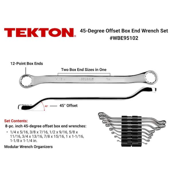 1/4-1-1/4 in. 45-Degree Offset Box End Wrench Set with Modular Slotted Organizer (8-Piece)