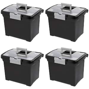 4 Gal. Portable File Box with Handle and Clear Lid (4-Pack)