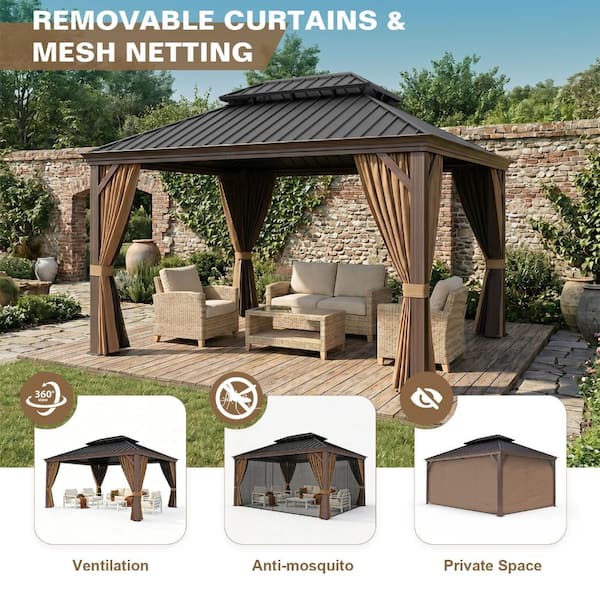 Shade Graphix 12 x 16 ft. Double-Roof Hardtop Gazebo w/ Aluminum