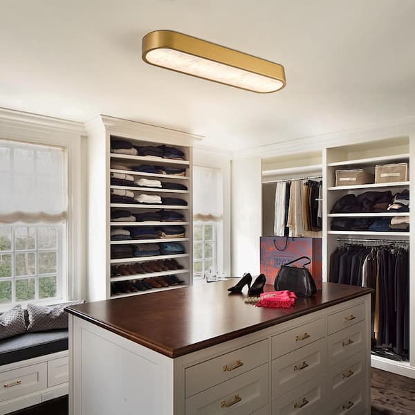 LLHZSY 23.62 in. 1-Light Mid-Century Modern Brushed Gold Linear