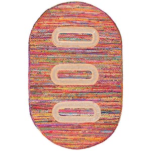 SAFAVIEH Braided Red/Multi 6 ft. x 9 ft. Oval Border Area Rug BRD210A-6OV -  The Home Depot
