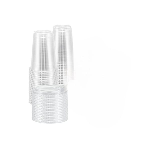 Clear Transparent Disposable Plastic Cups with Sip Lids Iced Coffee Smoothie Cold Drink 100 Per Case