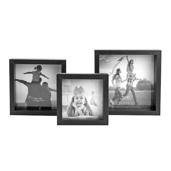 Stonebriar Collection Black Wood Nesting Picture Frame Set (Set of