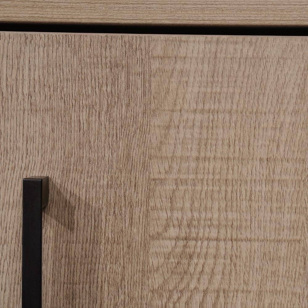 Adjustable Summer Oak 4-Shelf Bookcase with Hidden Storage