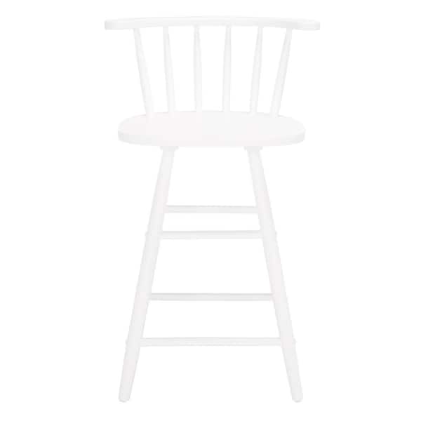 SAFAVIEH Jay 25 in. White Low-Back Wood Frame Counter Stool