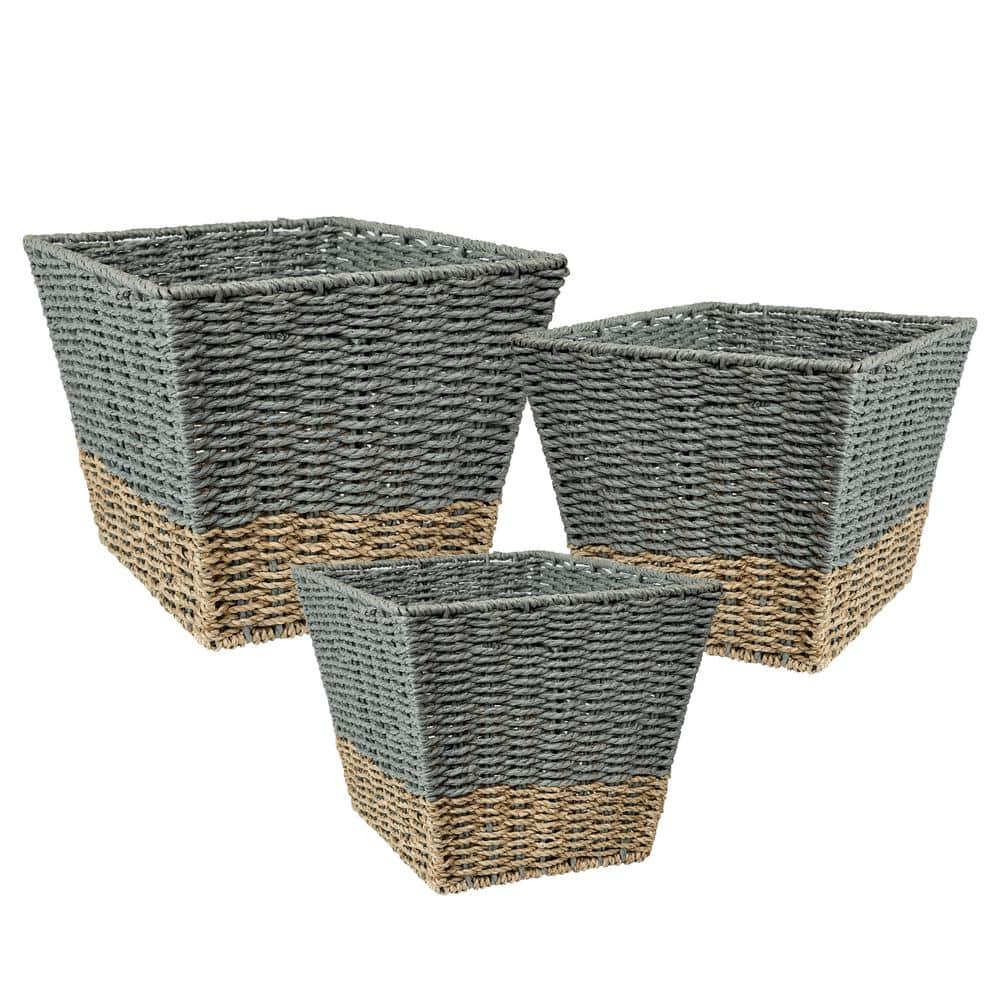 Honey-Can-Do 3-Pack 12-in W x 7-in H x 12-in D Natural Wicker Basket in the Storage  Bins & Baskets department at