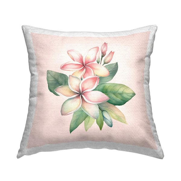 Stupell Industries Plumeria on Pink Pink Square Outdoor Throw Pillow