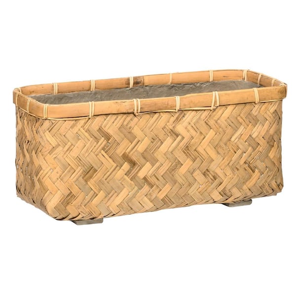 PotteryPots Nouri Small 19.7 in. W Natural Finish Bamboo Indoor Outdoor Rectangle Planter