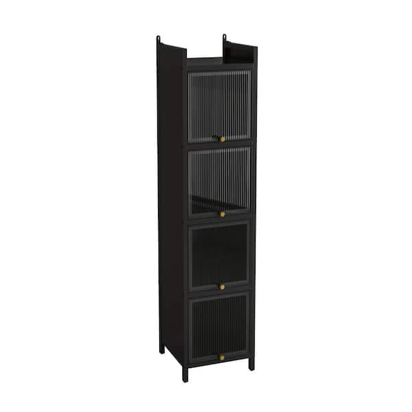 13.78 in. W x 14.17 in. D x 60.62 in. H Black Linen Cabinet with Featuring Five-tier Storage for Bathroom and Entryway