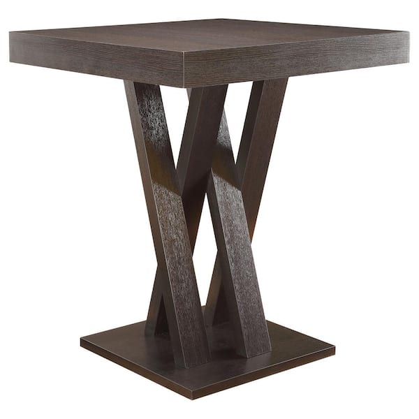 42 in. H Square Cappuccino Wood Top Bar Table with Wood Frame (Seats 2)