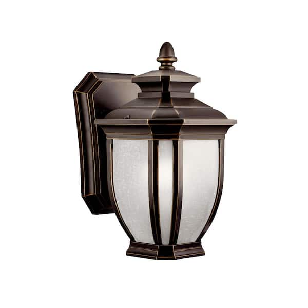 KICHLER Salisbury 1-Light Rubbed Bronze Outdoor Hardwired Wall Lantern Sconce with No Bulbs Included (1-Pack)