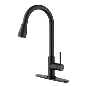 Baron Single-Handle with Pull Down Sprayer Kitchen Faucet in Matte Black