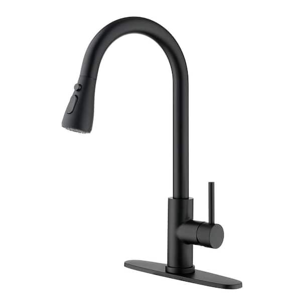 Utopia 4niture Baron Single-Handle with Pull Down Sprayer Kitchen Faucet in Matte Black