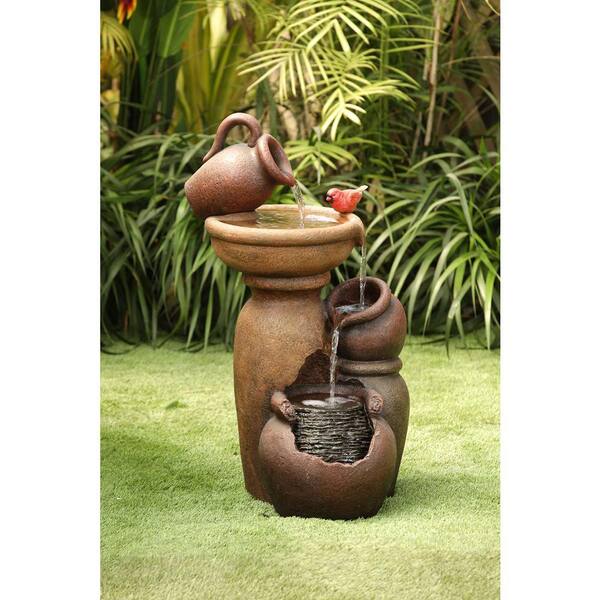 Winsome House Roma Resin Cascading Wall and Pots Patio Fountain 
