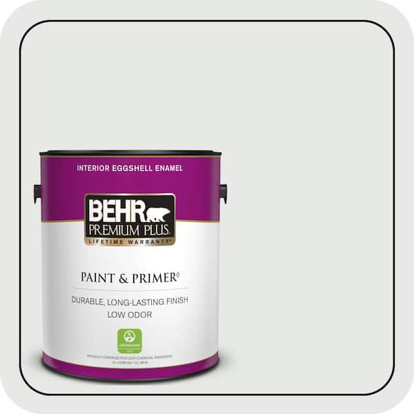 BEHR PREMIUM PLUS 1 gal. #PPL-55 Coastal Fog Eggshell Enamel Low Odor Interior Paint & Primer