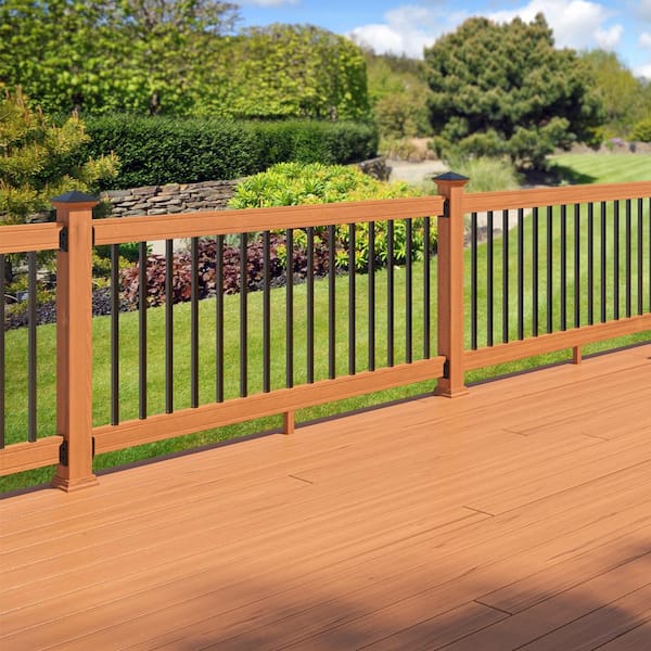6 ft. Cedar-Tone Southern Yellow Pine Rail Kit with Aluminum Square Balusters