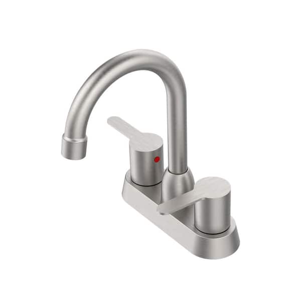 4 in. Centerset 3-Hole Double Handle Bathroom Faucet in Brushed Nickel