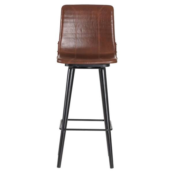 Brown Genuine Leather Swivel Bar Stool, Real Leather Bar Stools Swivel Chair
