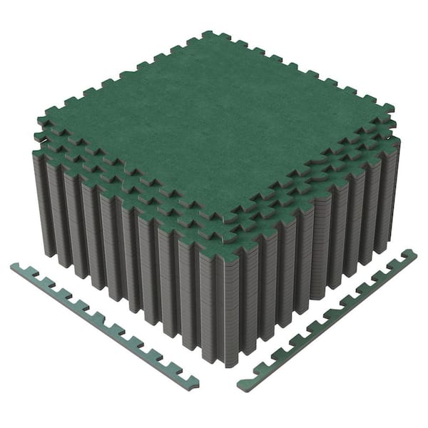 25 Pack-100 Sq. Ft. Foam Floor Tiles Interlocking Carpet Tiles with Edge Borders