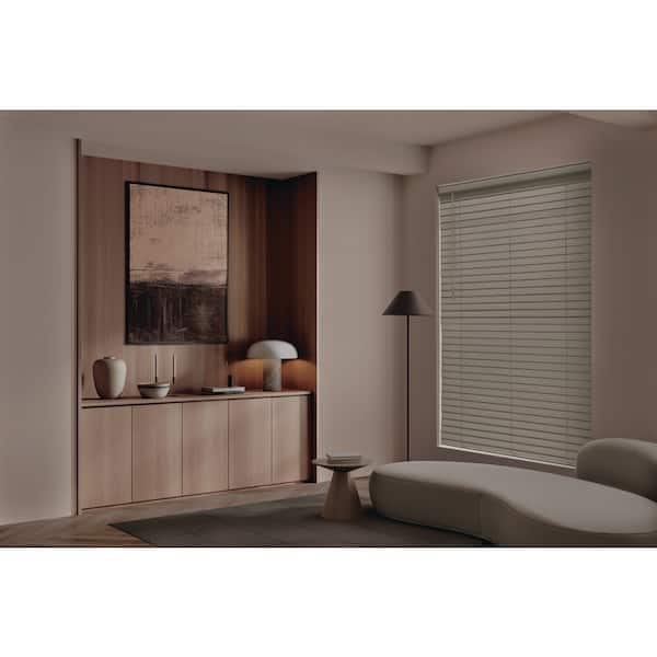 Designer 2.5 in. Ultra Blackout Faux Wood Blinds for Windows