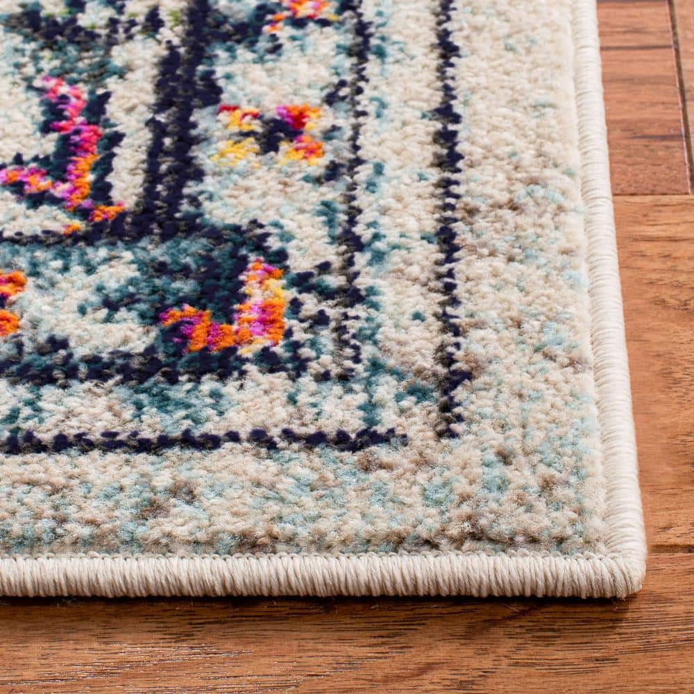 Madison Blue and Cream Stain-Resistant Rectangular Area Rug