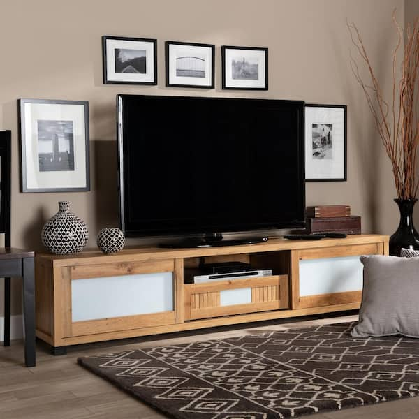 Baxton Studio Gerhardine 70.87 in. Oak Brown and Black TV Stand