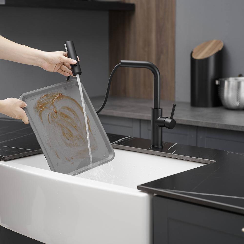 Matte Black Stainless Steel Pull Down Kitchen Faucet
